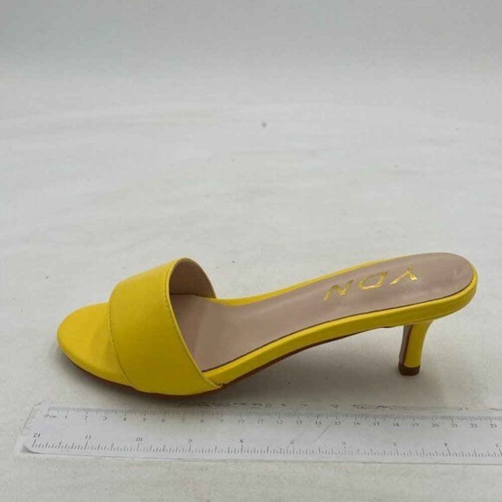 YDN Yellow Comfy Mid Heel Mules Slip on Clog Sandals Open Toe Dress Slide Shoes